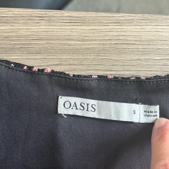 Womens Oasis Black Floral Print Dress Women’s Small – Puff Sleeve V-Neck A-Line - Picture 6 of 8